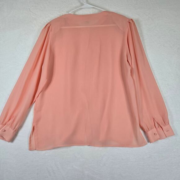 Diane Von Furstenberg Peach Blouse Womens Size 12 Top Flowy Button Up 0839 - Picture 2 of 8